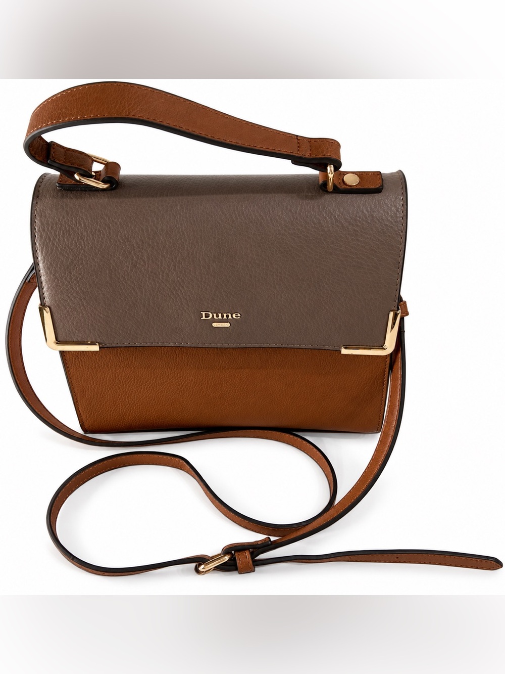 Dune Two-Tone Taupe & Brown Leather Crossbody